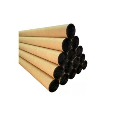 Imagem de Kit 05 Tubetes Com Tampa - Tubos Postais Canudo de Papelão Kraft Grosso 60cm x 6,0cm