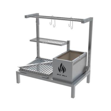Imagem de Churrasqueira em Inox - Parrilla Argentina Para Alvenaria 74x45cm Com 