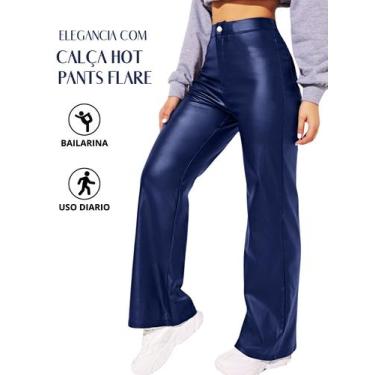 Imagem de Calça Hot Pants Flare Em Cirré Com Bolsos E Zíper Cintura Alta Confort