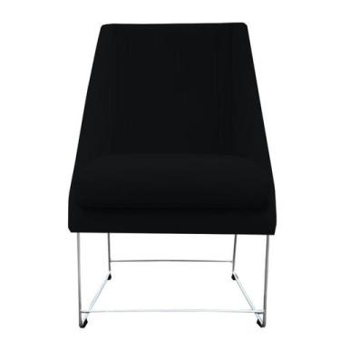 Imagem de Cadeira Ana Base de Ferro prata suede Preto - D'Classe Decor