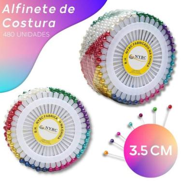 Imagem de Alfinete De Costura - Cabeça Colorida Kit C/480 Nybc