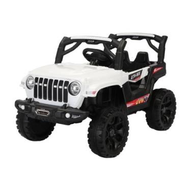 Imagem de Jipe Elétrico Infantil 12V Branca Quadriciclo Controle 2em1 - Bangtoys