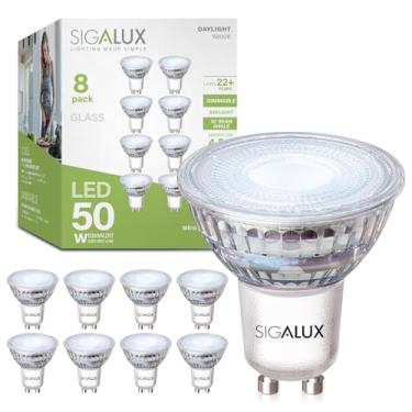 Imagem de Lâmpadas LED WIAONE Sigalux GU10, luz natural branca regulável de 5000 K, 4,5 W 450 LM, lâmpada LED MR16 equivalente a substituição de halogênio de 50 W, ponto de 35 graus para lâmpada de trilha,