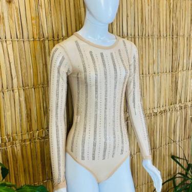 Imagem de Dança do Ventre Body Manga Longa Segunda Pele Tule Pedrarias Luxuoso -