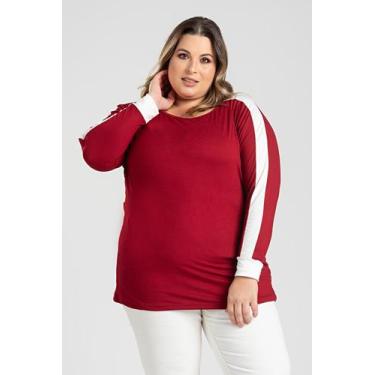 Imagem de Blusa Feminina Plus Size Malha Suede Mangas Morcego - Serena, G2, Bord