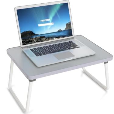 Imagem de Youpehom Bandeja Dobrável para Laptop, Mesa de Colo Cinza com Pernas Dobráveis, Leve e Portátil, Ideal para Trabalho, Leitura e Escrita, 43 cm x 31 cm x 21 cm