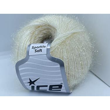 Imagem de Creme macio Sparkle - Fio de cílios de nylon Ice Yarns Metallic Lurex 50 g 153 jardas