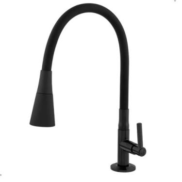 Imagem de Torneira Preta Gourmet Bancada ABS Jato Duplo Tudo Silicone - Montelar