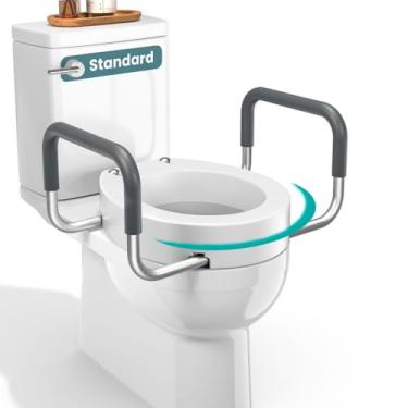 Imagem de PELEGON Assento sanitário elevado com alças (136 kg) elevadores de assento sanitário para idosos, assento de vaso sanitário elevado para deficientes físicos - assento padrão