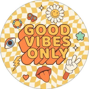 Imagem de Painel De Festa Redondo 1,50x1,50 - Good Vibes Elementos Cartoon 015 -