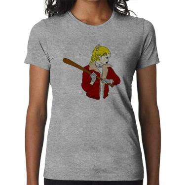 Imagem de Baby Look Baseball Girl - Foca na Moda, Cinza, GGG