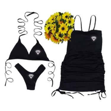 Imagem de Biquíni Com Bojo Asa delta + Vestido Com Bojo - gringas model, Preto, 