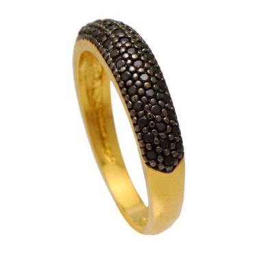 Imagem de Anel Aparador de Alianças Com Zircônias Pretas Softjoias Folheado em O