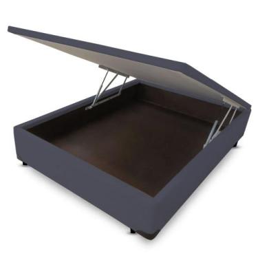 Imagem de Cama Box Cosmopolita Baú Casal Padrão Camurça Grafite 138x188, 138x188