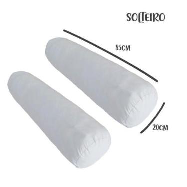 Imagem de Kit 02 Capas para Rolo de Cabeceira Solteiro 85x20cm Branco Arrumadinh