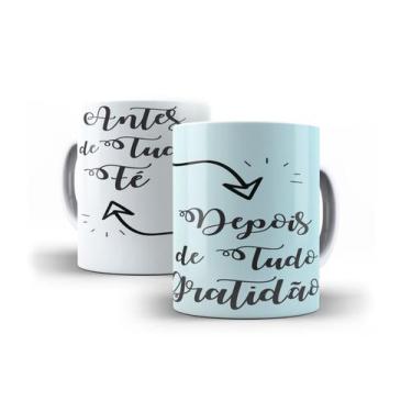 Imagem de Xícara Branca Porcelana Força, Foco e Fé + Caixinha - RYLLO