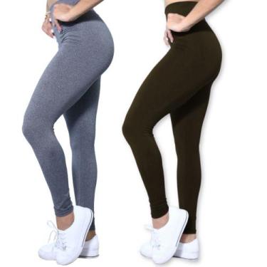 Imagem de Kit 2 Calças Legging Heide Ribeiro Leg Basic Suplex Ginástica, Cinza, 