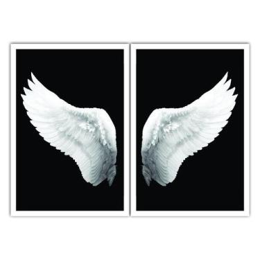 Imagem de Dois Quadros Decorativos Asas de Anjo 90x60 Sala Quarto - Essencial De