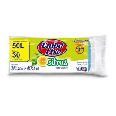 Imagem de 30 Unidades Saco de Lixo Citrus Perfumado 50 Litros Embalixo - Emballi