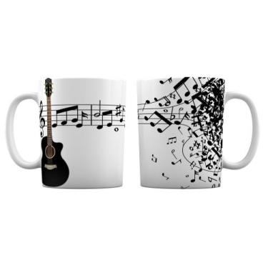 Imagem de Caneca Branca Música Personalizado - Violão Notas Musicais - GMH Prod.