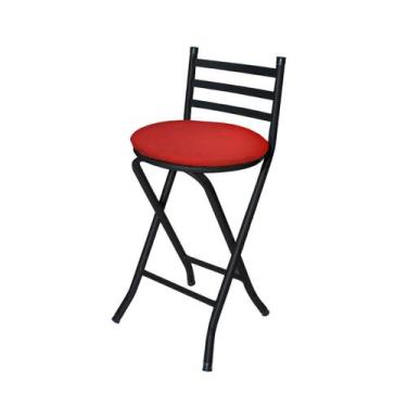 Imagem de Banco Banqueta Dobrável Baixo em Aço Com Espuma e Encosto até 100 kg C