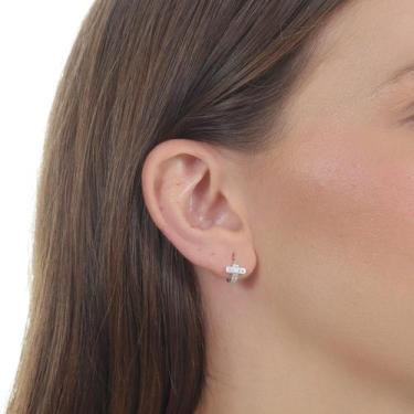 Imagem de Brinco Unissex Fecho Pequeno Cruz Prata Piercing Cartilagem - Enzara J