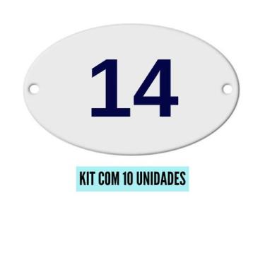 Imagem de Kit Com 10 Números Oval PVC  Numerador 1 ao 20 - Danti, Número 14 - 10