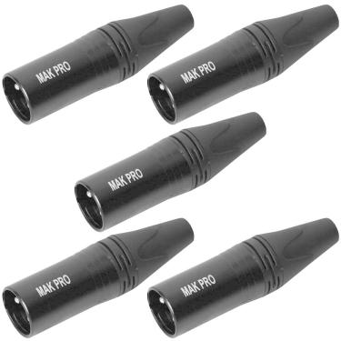 Imagem de Kit C/ 5 Conectores Xlr Macho Preto Mak Pro Mk-Xlr-Mec