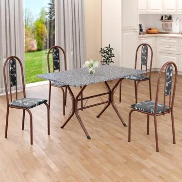 Imagem de Conjunto Sala de Jantar Mesa Retangular 100x60cm Tampo Granito Ocre 4 