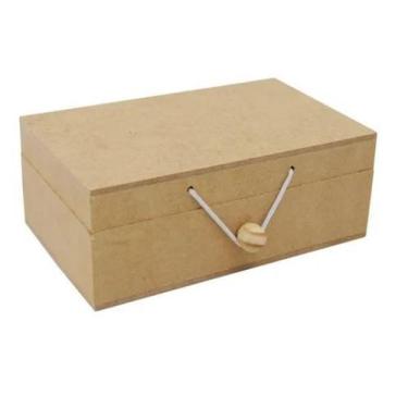 Imagem de Kit 15 Caixa Retangular Tampa Dobradiça e Elástico 14,5x9x5,5 Mdf Made