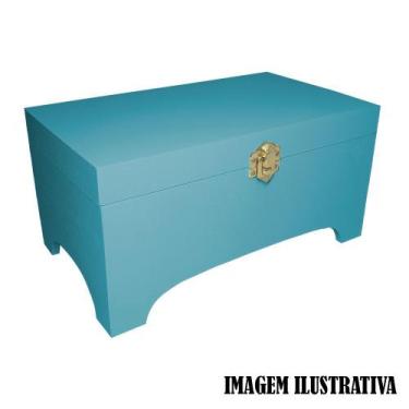 Imagem de Caixa Baú Medio com Fecho 27cm Mdf Madeira Pintado - ATACADÃO DO ARTES