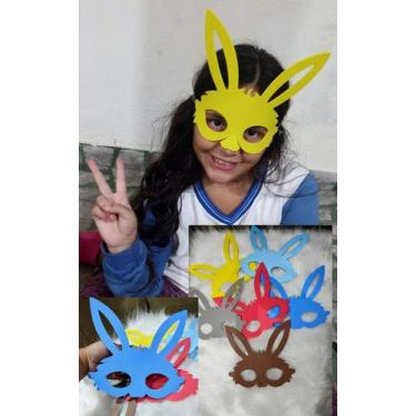 Imagem de Mascara coelho páscoa festas aniversário 50 UNIDADES com elástico - Ma