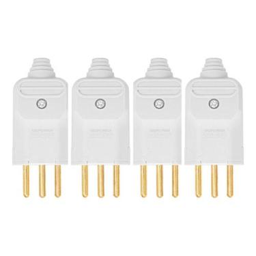 Imagem de Kit 4 plugue macho 10a 2p+t 180 250v margirius branco