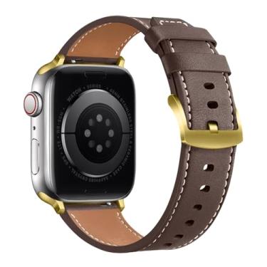 Imagem de FAGWIG Pulseira de couro de bezerro compatível com Apple Watch séries 10, 9, 8, 7, 6, 5, 4, 3, 2 e 1, Ultra SE para Apple Watch de 49 mm, 46 mm, 45 mm, 44 mm, 42 mm, 41 mm, 40 mm, 38 mm