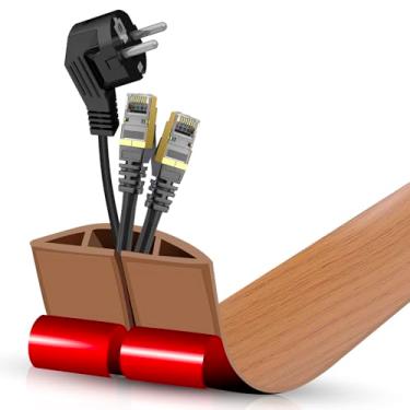 Imagem de Escondedor de cabo autoadesivo com cavidade de 2 x 0,9 cm, gerenciamento de cabos de perfil baixo de 9 m, protetor de extensão para fios, evita viagens de cabos para escritórios, academias e