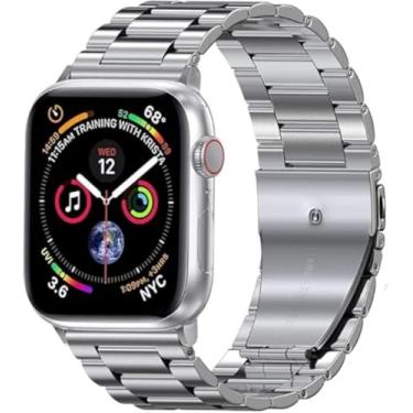 Imagem de Bracelete Elos Prata compatível com Apple Watch 38mm 40mm 41mm 42mm 44mm 45mm, pulseira de aço inoxidável para iWatch Series SE / 7/6/5/4/3/2/1- (C7COMPANY) (38/40 / 41)