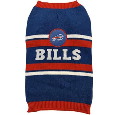 Imagem de Suéter NFL Buffalo Bills para cães, tamanho grande. Suéter de malha quente e aconchegante para animais de estimação com logotipo da equipe NFL, melhor suéter para cães grandes e pequenos