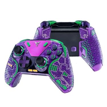 Imagem de Punhos de controle para FLYDIGI Vader 3 Pro/4 PRO e APEX 3/4, kit de pele, antiderrapante, multitextura, absorção de suor, fita pré-cortada, da SHADOW BOOLT (roxo, verde e prata