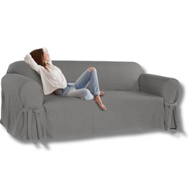 Imagem de Capa para Sofá de 4 Lugares em Brim Sarja 100% Algodão Cor:Cinza grafite