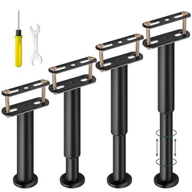 Imagem de JiGiU 4 peças de pernas de cama com altura ajustável, pernas de suporte de cama de 18 a 32 cm, suporte central, pernas de substituição de cama de aço resistente, ripas de cama para moldura de cama,