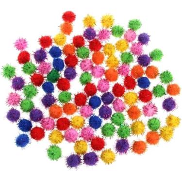 Imagem de GANPUB 100 peças de bolinhas coloridas de glitter brilhantes pequenas bolas de pompom para gatos bolas de pompom para gatos, bolas brilhantes, suprimentos para animais de estimação