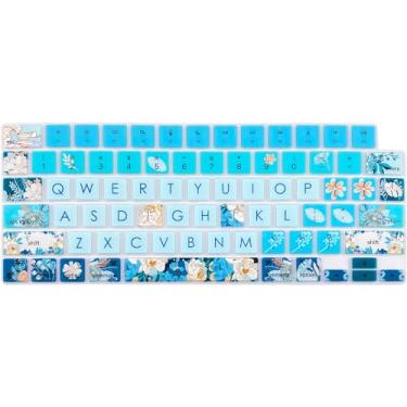 Imagem de WSLUCKO Capa de teclado para MacBook Pro 2021-2024 14''/40.6 cm (modelo: A2442 A2485 A2992 A2779 A2780 A2991 A2918 M1 M2/M3 Pro Pro/Max) e M2 MacBook Air 13''/38 cm (modelo: A2681 A3113 A2941 A3114)