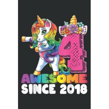 Imagem de 4 Awesome Since 2018 Flossing Unicorn 4Th Birthday Girls: Daily Planner Journal: Notebook Planner, To Do List, Daily Organizer, 108 Pages (6" x 9")