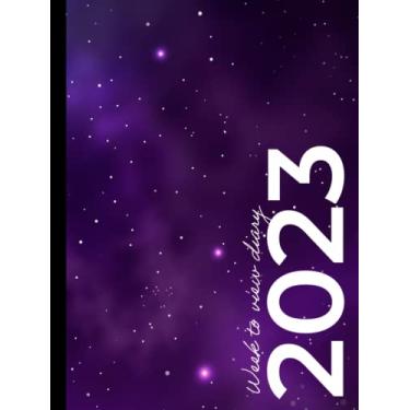 Imagem de 2023 A4 Week to View Diary | Galaxy Stars Hardback: UK Weekly & Monthly Planner (UK Holidays. Vision Board. Goals. Lists. Moon Phases) Personal ... Appointment Diaries and Books - Large