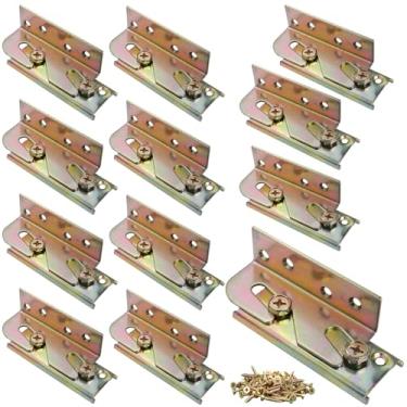 Imagem de 12 peças de suportes de cama resistentes, conectores de estrutura de cama de madeira com parafusos para cabeceiras de suporte de pés