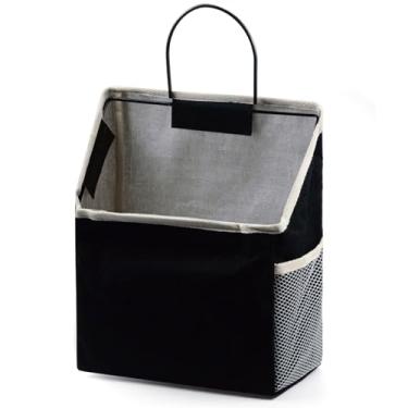 Imagem de Bolsa de armazenamento para pendurar na parede, à prova d'água, organizador de armário sobre a porta, bolso para pendurar, caixa organizadora de algodão, recipientes para quarto, banheiro (Preto)