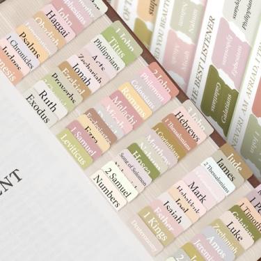 Imagem de FINPAC Guias de índice da Bíblia, 75 guias laminadas de índice da Bíblia 66 nomeadas, 9 em branco para estudo do Antigo e do Novo Testamento por mulheres e homens Book Study Journaling, tema Boho