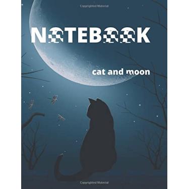 Imagem de Notebook: Cat in the moon notebook: black cat in the moon / 8.5"×11" 120 pages Lined college ruled & Diary/Crescent Moon and Cat Journal (Cute Cat 8.5” x 11” 120 Page lined journal mate