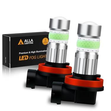 Imagem de Alla Lighting Lâmpadas de neblina LED H8 H16 H11, 8000K Azul gelo 2800 Lumens Xtreme Super Bright COB-72 SMD 12V DRL substituição para carros, caminhões