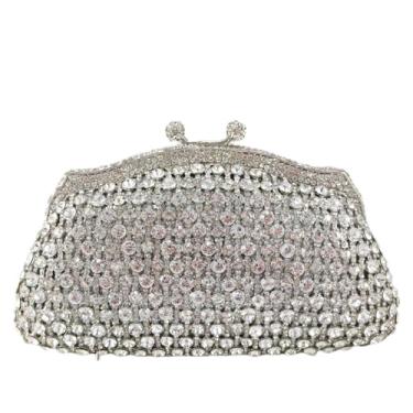 Imagem de Boutique De FGG Bolsa feminina de cristal para noite Minaudiere para noivas, bolsa de mão com strass, bolsas e bolsas de festa, mini, Prata, Mini